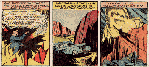 A silent figure flashes across the sky? Is he nude?